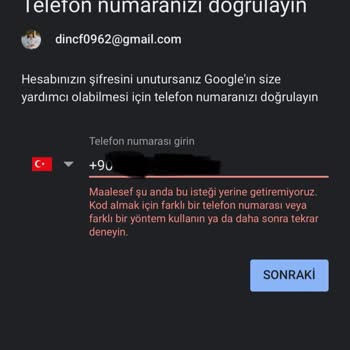 Gmail Kurtarma Numarama Kod Gelmiyor
