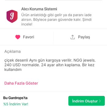 Gardrops İlanda Açıklamadaki Gibi Gelmeyen Ürünü İade Almadı.