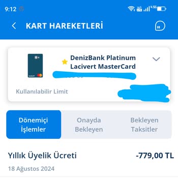 Denizbank Yasal Olmayan Yıllık Kart Ücreti