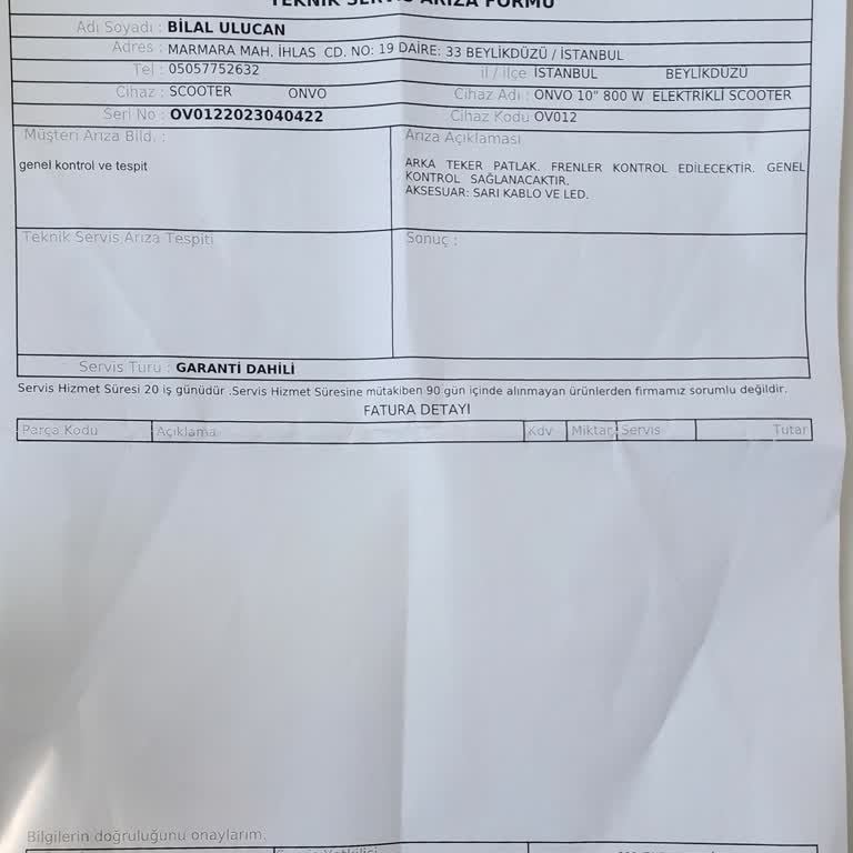 Onvo V12 Scooter Bilgilendirmeden Fahiş Fiyat