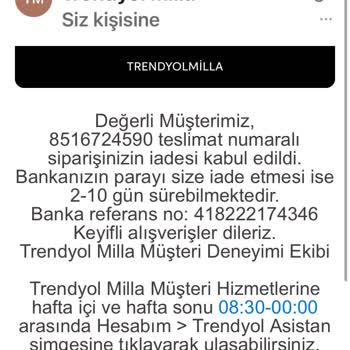 Trendyol Milla İademi Yapmıyor