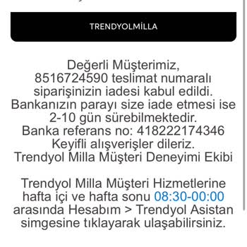 Trendyol Milla İademi Yapmıyor