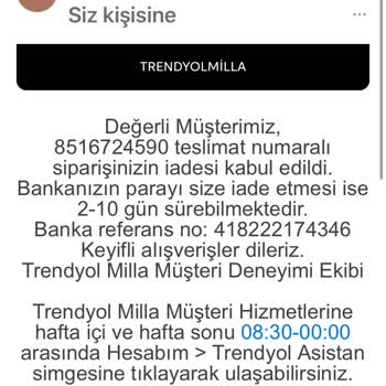 Trendyol Milla İademi Yapmıyor