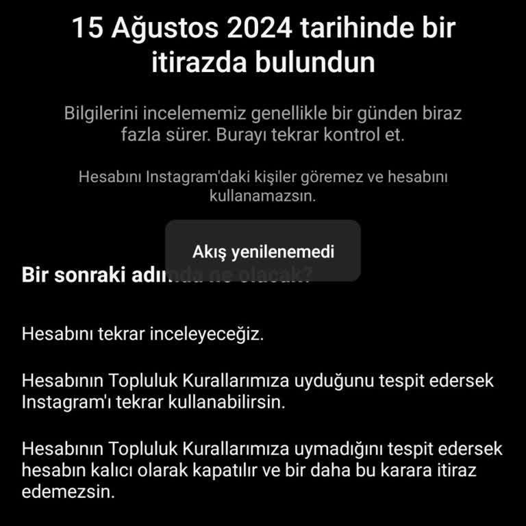 Instagram Hesabım Askıya Alındı