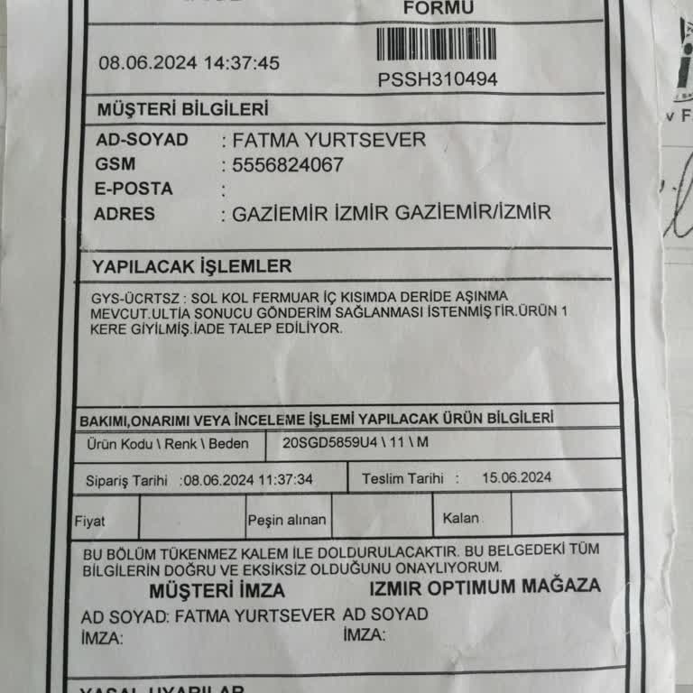 Derimod Ayıplı Ürün Servis Raporu Hakkında