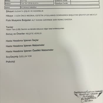 NFC Estetik Dudak Dolgusu Eritme Sonrası Enfeksiyon