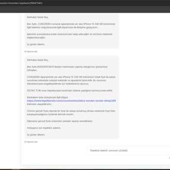 Hepsiburada Hatalı Fiyat Nedeniyle İptal Edilmesi