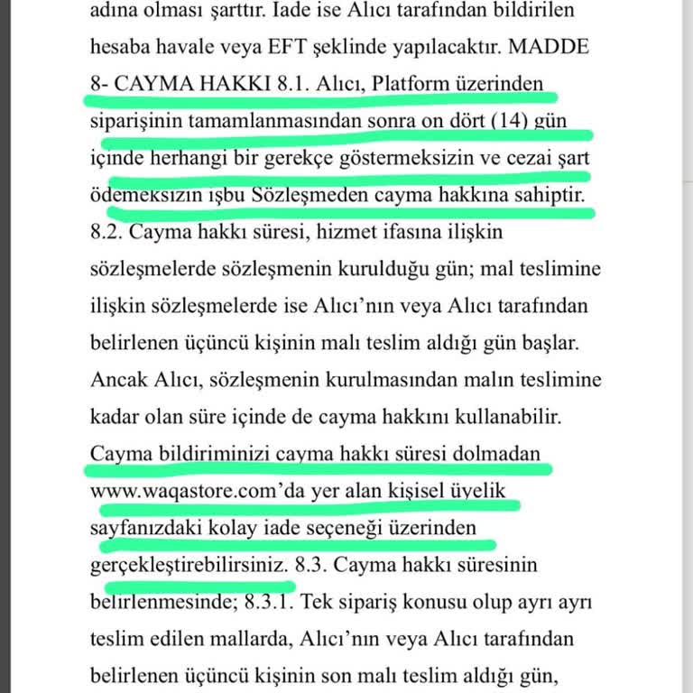 Waqastore (Instagram) İade Ve Değişim Taleplerinde Sorun Yaşadım