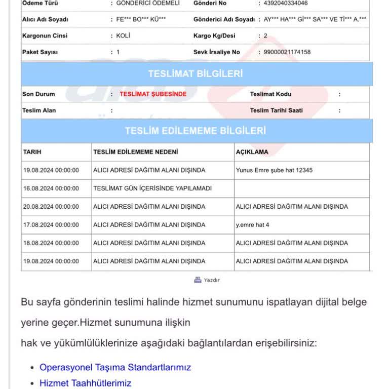 Aras Kargo Şehir Merkezinde Oturduğum Halde Kargoları Getirmiyor,