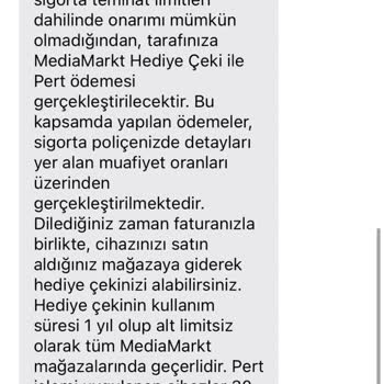 Media Markt'tan Alınan Laptopun Sigorta Bedeli Hakkında Sorun