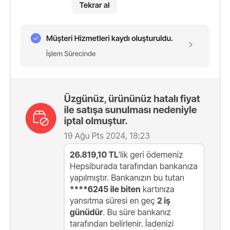 Hepsiburada'dan Yanlış Fiyat Nedeniyle İptal Edilen Ürün