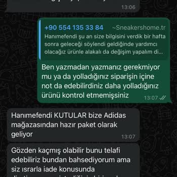 Sneakershome_tr İade Kabul Etmiyor, Siparişi Eksik Yolluyor