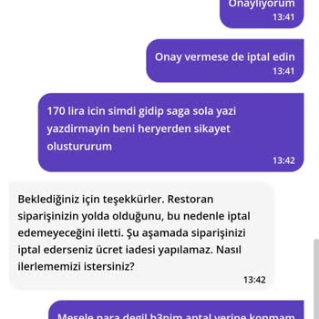 Getir Yemek Siparişini İptal Etmiyor.