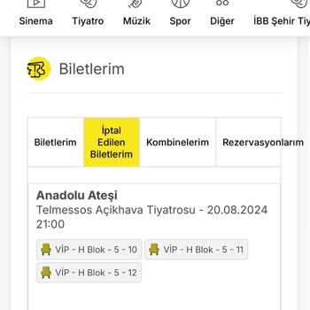 Biletinial.com Ve Anadolu Ateşi Son Gün Vıp Bilet İptali