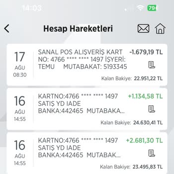 Ziraat Bankası, Temu Para İademi 10 Gün Bekletip 130 TL Eksik Yatırdı.