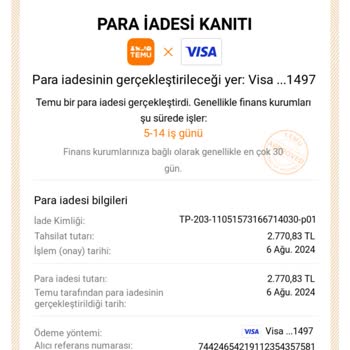 Ziraat Bankası, Temu Para İademi 10 Gün Bekletip 130 TL Eksik Yatırdı.