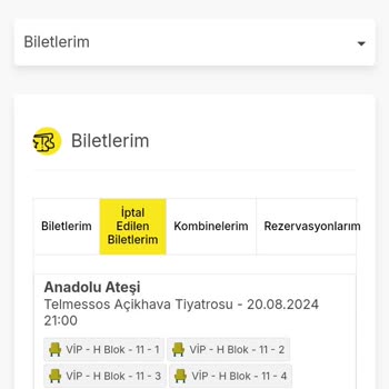 Biletinial.com Anadolu Ateşi Gösterisi Koltuklarımızın Başkasına Satılması!