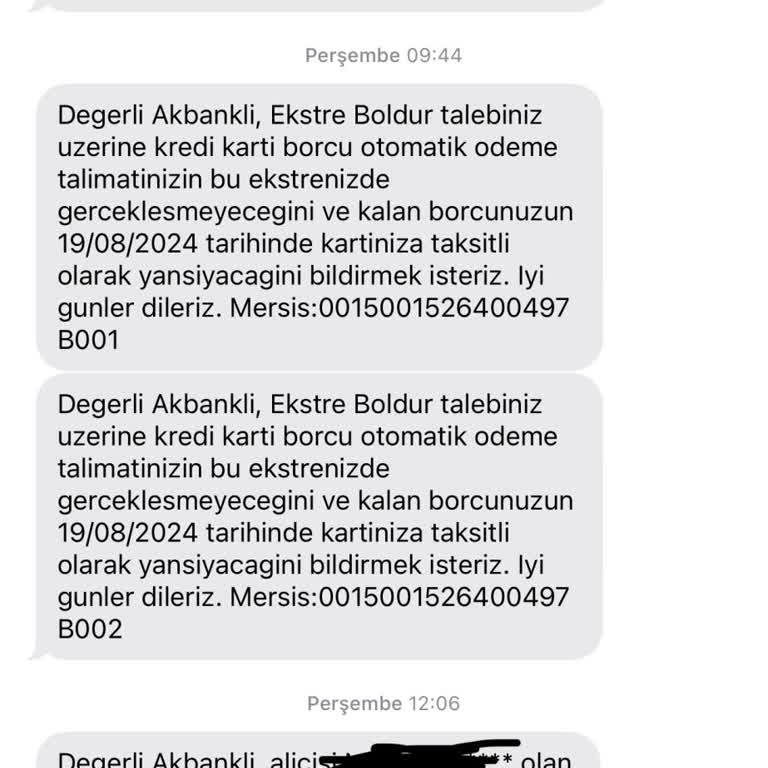 Akbank Ekstre Böldürme İşlemi Yaptığım Halde Ekstremi Bölmedi.