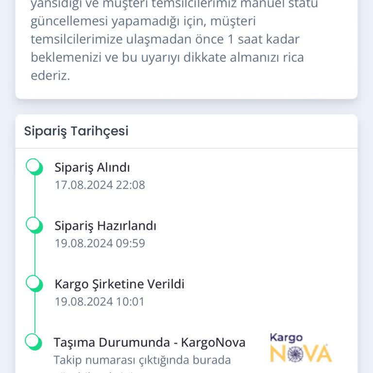 Kargo Nova Takip No Çıkmıyor