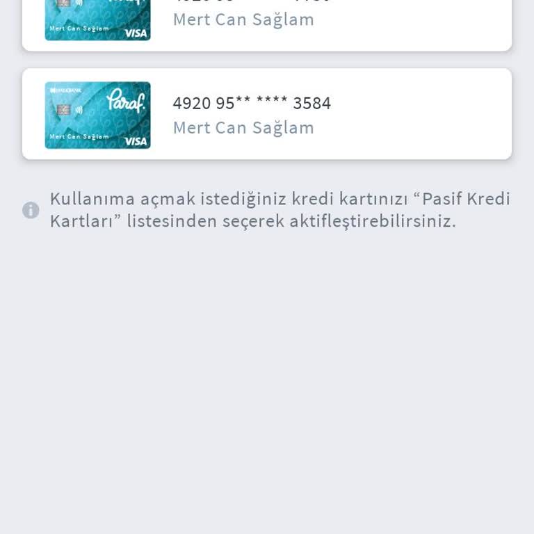 Halkbank Aktif Edilemeyen Kredi Kartı Özelliği