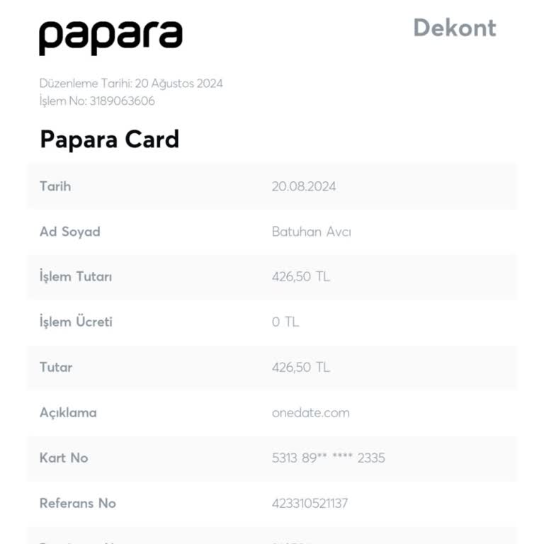 Onedate Hesabımdan Para Çekilmiş Hemen İadesini İstiyorum
