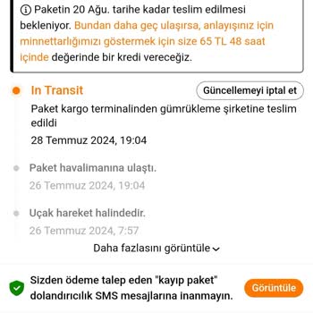 Temu Gümrük İşlemlerinin Tamamlanmaması