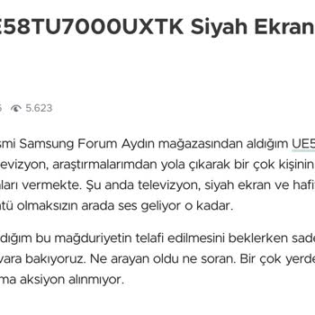 Kronik Hatalı Üretim Samsung UE58TU7000 Serisi Televizyon