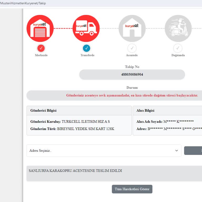 Kuryenet Olmayan Şanlıurfa Karaköprü Acentesi