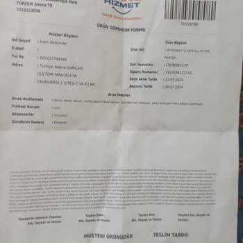 HP Servisinin Yaptığı Aldatma, HP Deskjet Model Yazıcımı Tamir Etmedi