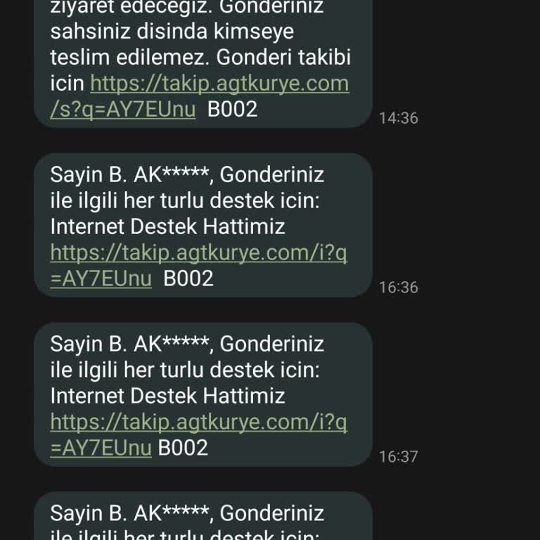 AGT Kurye (aynigunteslim.com) Kargom Ortada Yok