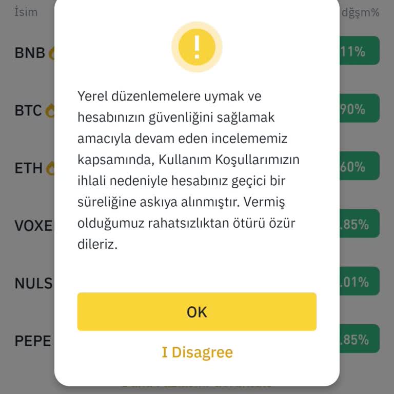 Binance Para Çekme Kısıtlaması
