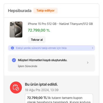 Hepsiburada - İndirimli Üründe Sipariş İptali Sorunu