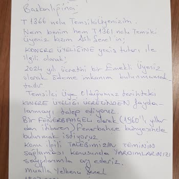 Fenerbahçe Spor Kulübü Kongre Üyeliği İle İlgili Dilekçe