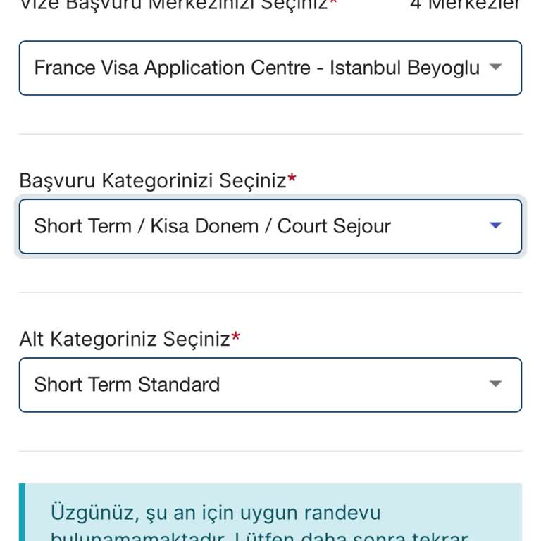 VFS Global VFS Fransa'nın Sitesinde Yaklaşık 2 Aydır Boş Randevu Bulamıyorum.