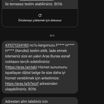 Aras Kargo Teslim Edilmeyen Ürün