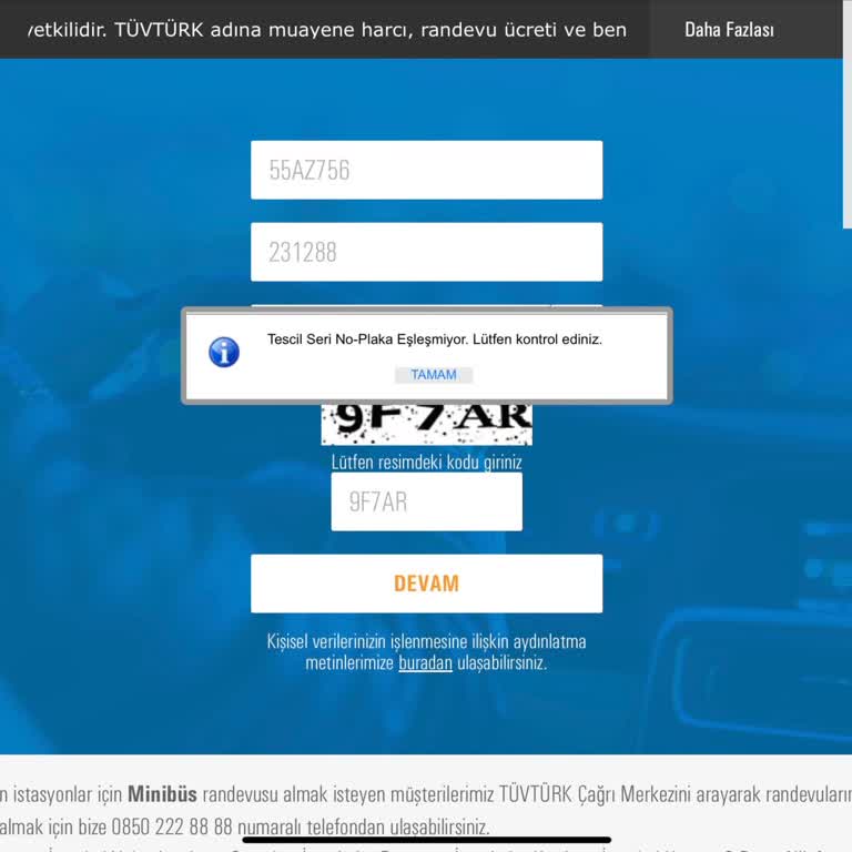 Tüvtürk Muayene Randevusu Alamıyorum