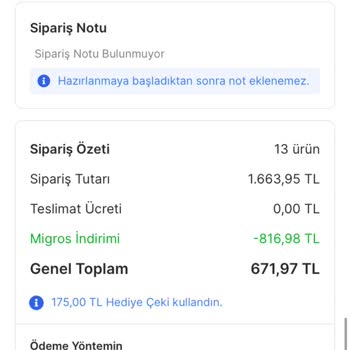 Migros Sanal Market Siparişimi Teslim Etmiyor