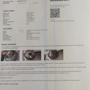 Xiaomi Yetkili Servis (Evofone) Media Markt'tan Aldığım Xiaomi S10T Robot Süpürge Sorunu Çözülmüyor