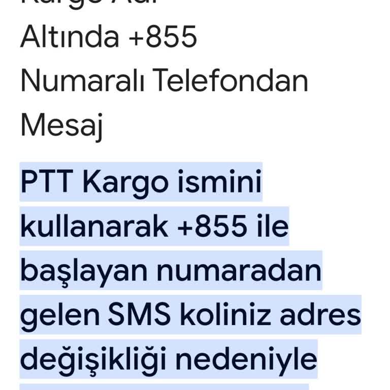 PTT Kargo Adına Gelen Sahte SMS