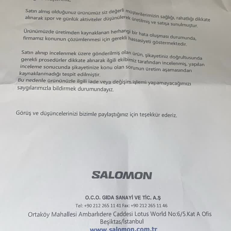 Salomon Spor Ayakkabıdan Yaşadığımız Memnuniyetsizlik