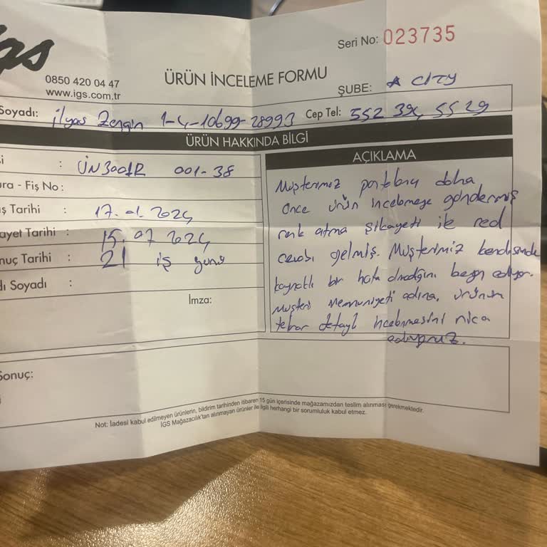 İGS Mağazacılık Siyah Jean Pantolonun Renk Değişimi Ve İlgisizlik
