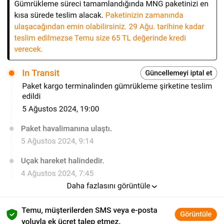 Temu Gümrükte Bekletilen Siparişim