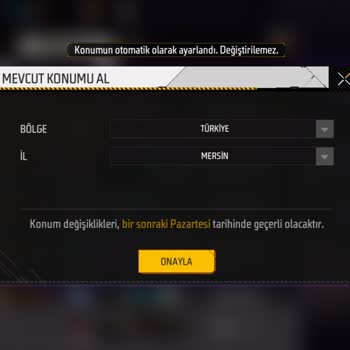 Garena Free Fire Silah Şanı Konumum Ayarlanmıyor