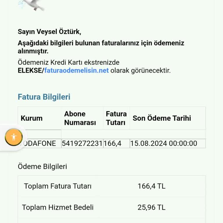 FaturaOdemelisin.net Ödenen Vodafone Faturasının Hâlâ Borç Olarak Görünmesi