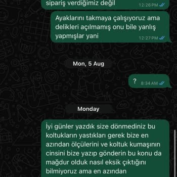 Modella Mobilya Yanlış Ürün Ve Eksik Parçalarla İlgili Sorunlar