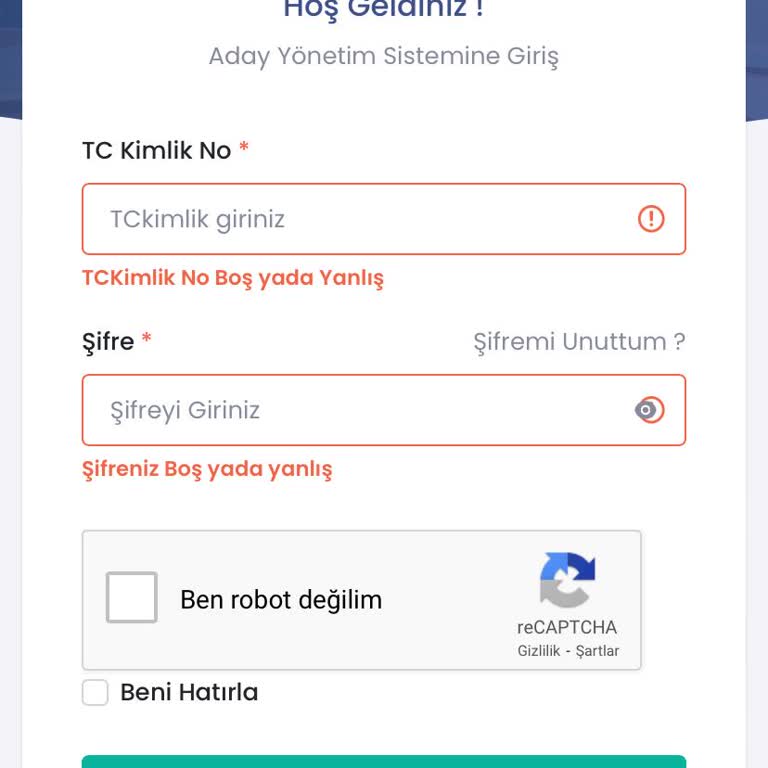 Segem'e Giriş Hatası