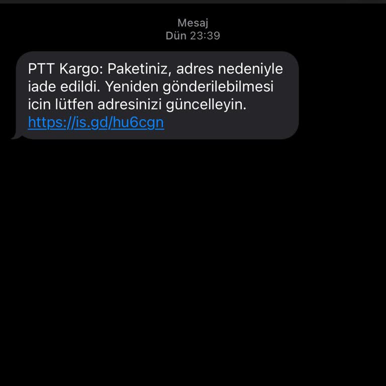 E-ticaret Marka Taklidiyle Dolandırıcılık Kargo Şirketi Gibi Gelen Mesaj