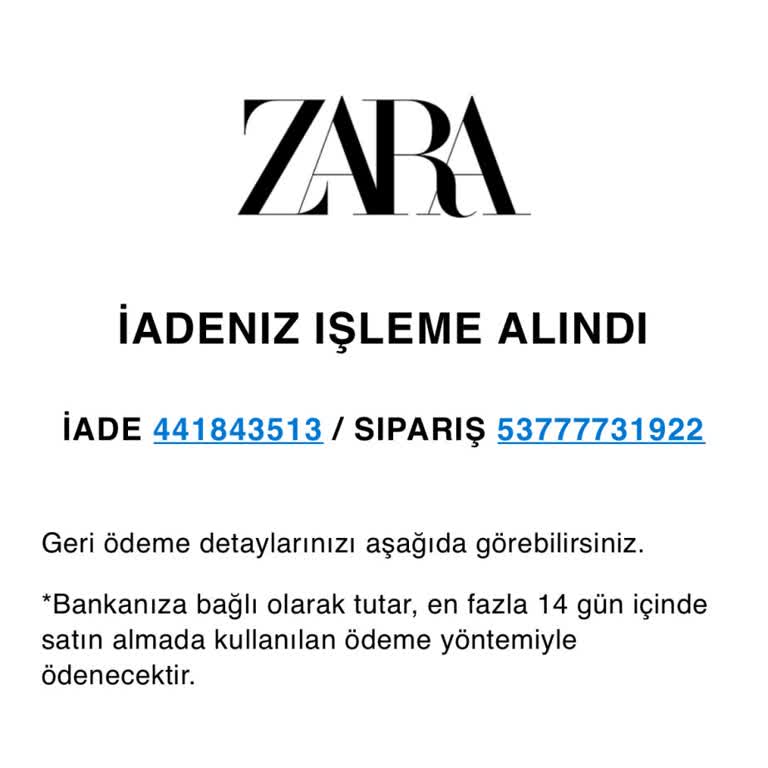 Zara İade Mağduriyeti Ve Geri Ödemenin Yapılmaması