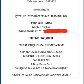 Cvmaker.com Bilgi Vermeden Kartımdan Para Çekiyor.