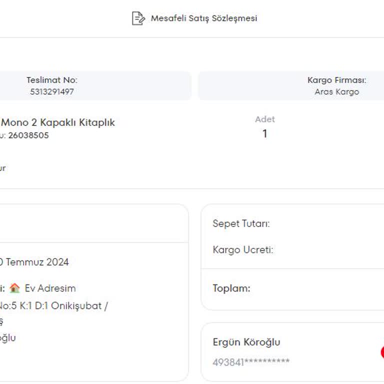 A101 Den Verdiğim Siparişin Gönderilmemesi.